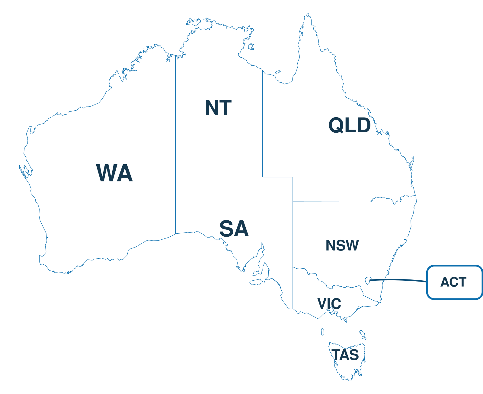Map of Australia with state labels