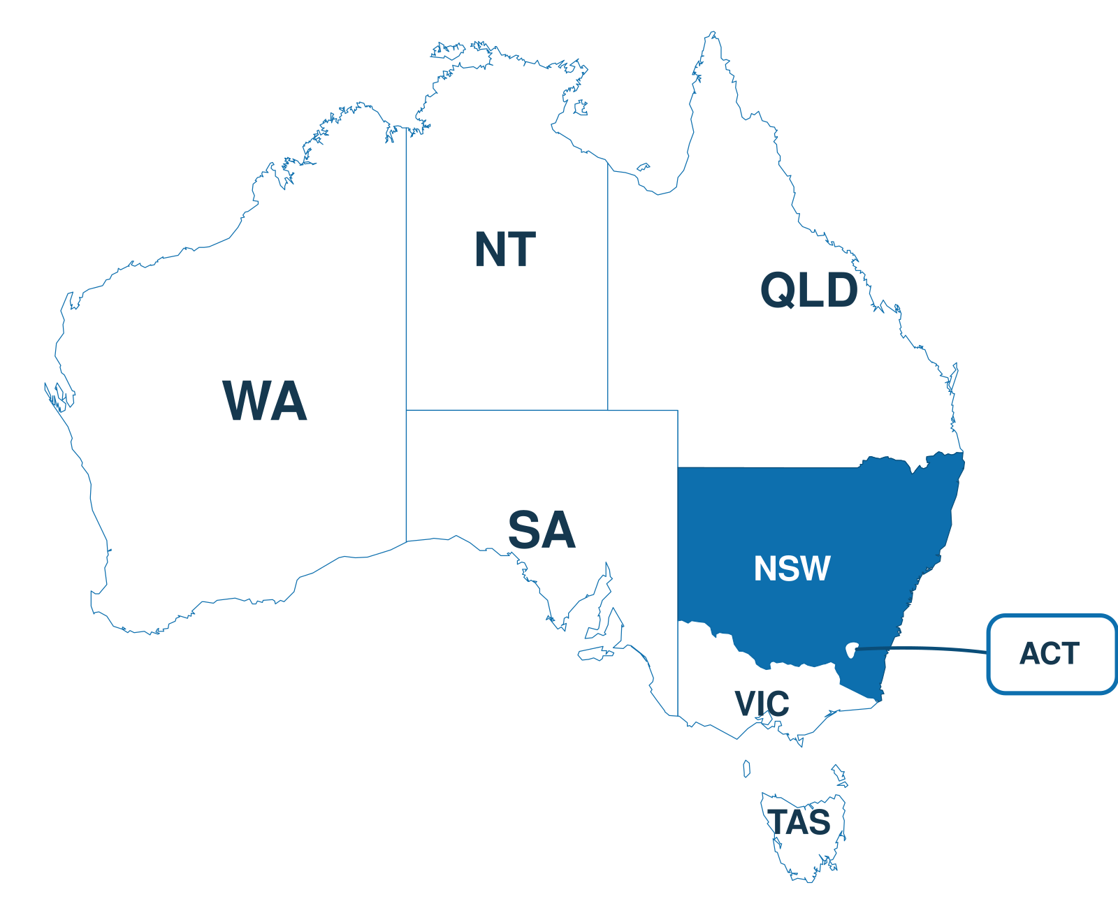 Map of Australia with New South Wales highlighted