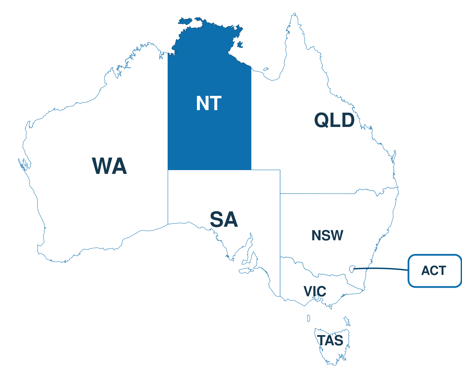 Map of Australia with Northern Territory highlighted