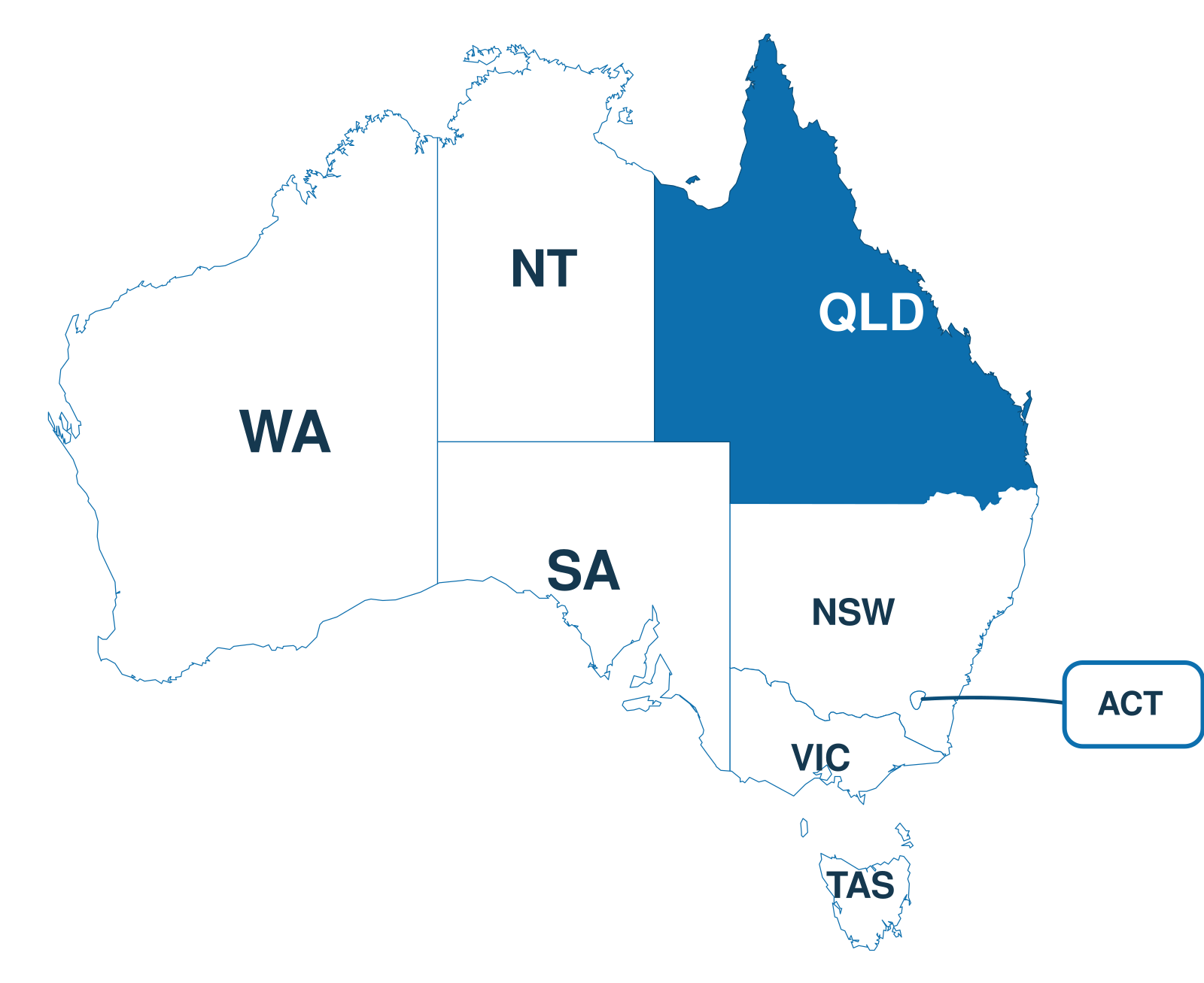 Map of Australia with Queensland highlighted
